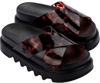 Melissa Cozy Cross Platform Slide Sandal in Black/Tortoise at Nordstrom, Size 10