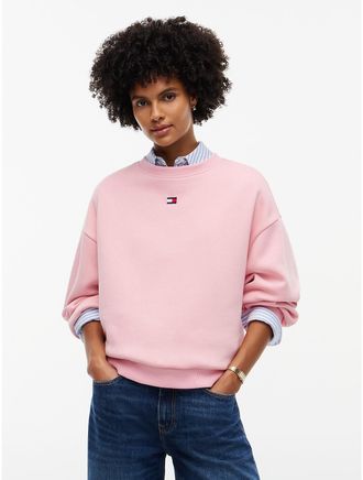 Tommy Hilfiger Womens Boxy Fit Brushed-Back Sweatshirt - Iced Rose - XXL
