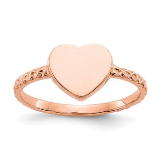 Diamond2Deal 14k Rose Gold Polished Textured Heart Ring