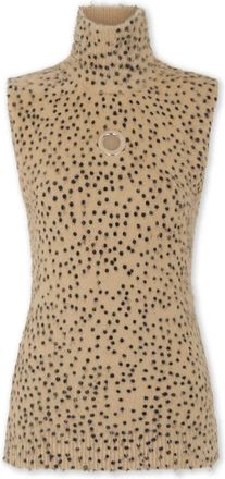 Paco Rabanne Mouwloze top met dierenprint - Dames - Coltruien - Beige - L - Truien & Vesten
