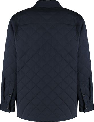 Bottega Veneta Mens Quilted Cotton Overshirt Blue Shirt