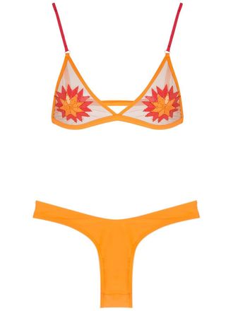 Amir Slama Bikini Sol con ricamo - Arancione