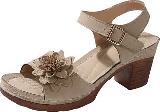 Generic Orthopedic Sandals for Women Wide Fit Low Heeled Sandals Summer Dressy Floral Wedge Sandal Casual Comfortable Non-Slip Solid Color Open-Toe Walking Sh