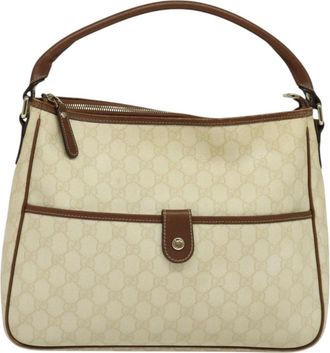Gucci Gg Canvas Beige Canvas Shoulder Bag (Pre-Owned)