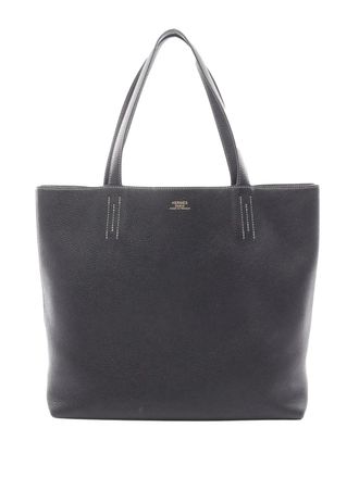 Herm&egrave;s 2020 Clemence Double Sens 45 tote bag - women - Calf Leather - One Size - Black