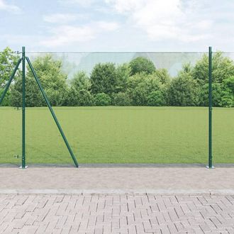 Berkfield Home Welded Wire Fence with 13 Flanged Posts Green 1.5x25 m Steel