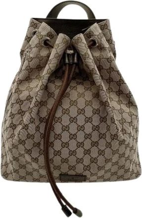 Gucci Vintage, unisex, Bruin, ONE Size, Leer, Pre-owned GG Canvas Rugzak