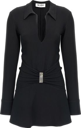The Attico Black Marabou Short Womens Dress