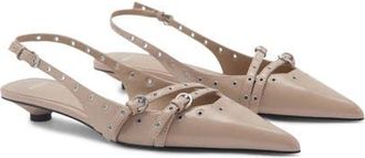 Mango Grommet Pointed Toe Slingback Pump in Ice Grey at Nordstrom, Size 6.5Us