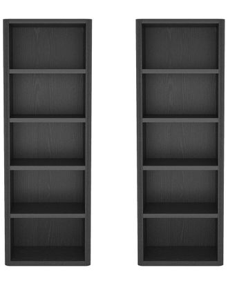 Manhattan Comfort Set Of 2 Rivington Modern Open Bookcases (5-Shelf)