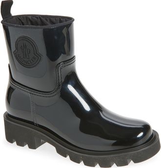 Moncler Kickstream Waterproof Rain Boot in Glossy Black at Nordstrom, Size 11Us