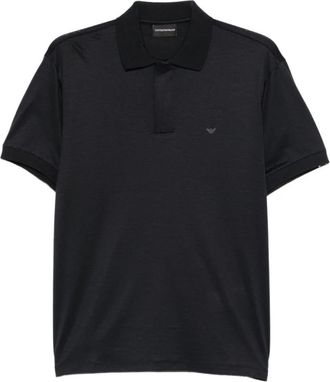 Emporio Armani Polo Shirt met korte mouwen van Katoen Lyocell - Heren - Polos - Blauw - 2XL - Katoen - Tops