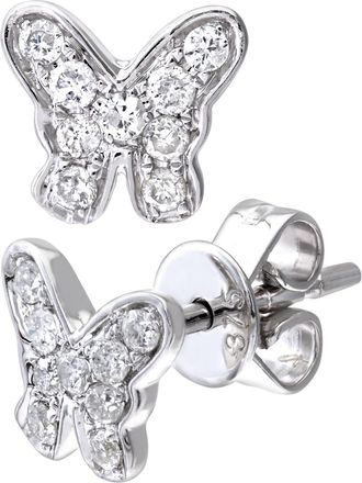 Diamant L'&eacute;ternel Womens 9ct White Gold 0.15ct Diamond Butterfly Stud Earrings - One Size