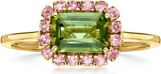 Ross-Simons Green Tourmaline Ring With. Pink Tourmalines in 14kt Yellow Gold