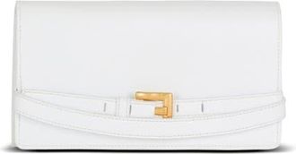 Balmain Shuffle calfskin wallet with chain in White at Nordstrom