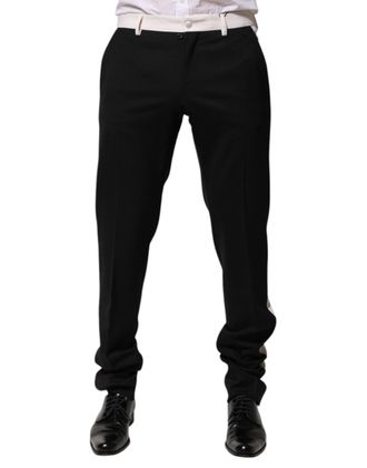 Dolce & Gabbana Mens Wool-Blend Trousers Black Spandex