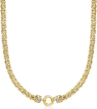 Ross-Simons 14kt Yellow Gold Byzantine Necklace With Diamond Accents