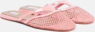 Alaia Patent leather-trimmed fishnet mules