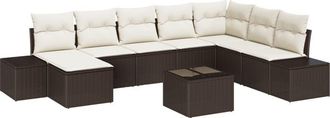 vidaXL Garden Sofa Set 9 pcs Brown and cream 319 x 209 x 85 cm Vidaxl