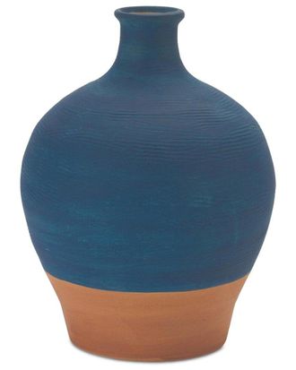 Melrose International Ceramic Vase With Terra Cotta Accent