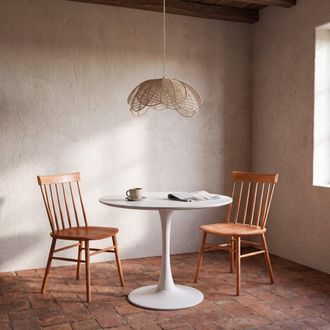 Maisons du monde L&aacute;mpara de techo de mimbre efecto hojas color crudo