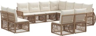 vidaXL Conjunto De Sof&aacute;s De Jard&iacute;n 11 Uds. Beige Y Blanco Crema Vidaxl
