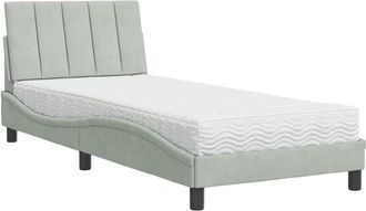 vidaXL Cama Con Colch&oacute;n Terciopelo Gris Claro 80x200 Cm Vidaxl
