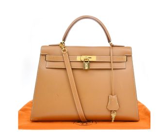 Herm&egrave;s Tan With White Stitching Kelly 32cms Size M