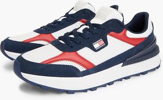 Tommy Hilfiger Mens Tommy Jeans Mixed-Media Runner Sneaker - Red White & Blue - US 11.5 / EU 45