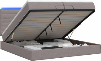 vidaXL Letto Ottomano Con Materasso E Led Tortora 200 X 200 Cm Tessuto Vidaxl