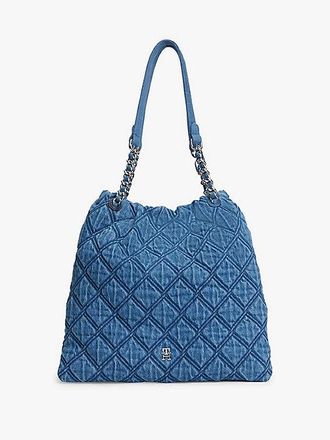 Tommy Hilfiger TH Monogram Quilted Denim Tote Bag