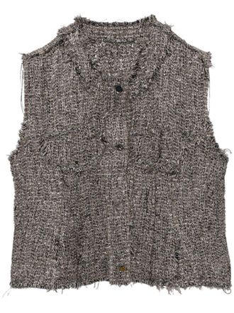JNBY Kraagloos cropped gilet met jacquard - Zilver