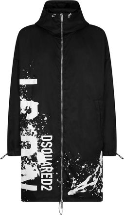 Dsquared2 logo-print hooded coat - men - Polyamide/Polyamide - M - Black