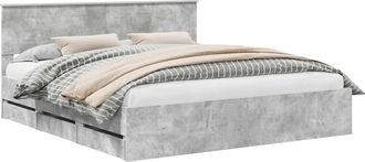 vidaXL Estructura De Cama Gris Concreto 180 X 200 Cm Madera Ingenieril Vidaxl