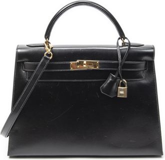 Herm&egrave;s Pre-owned Womens Kelly Sellier 32 Shoulder Bag - Black - One Size