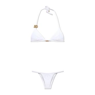 Dolce & Gabbana Bikinis, female, White, Size: XL Triangle Bikini with DG Logo