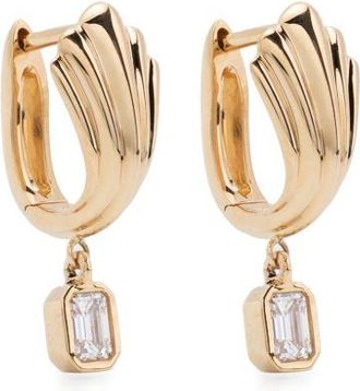 Lizzie Mandler 18K Yellow Gold Fluted Diamond Huggie Earrings - Womens - 18kt Gold/Diamond