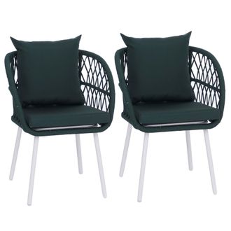 Hhg [nunca Usado] Juego De 2 Sillas De Jard&iacute;n Hhg-393, Sillones De Jard&iacute;n Con Reposabrazos, Estructura De Aluminio Con Trenzado De Cuerda Rope, Estructura
