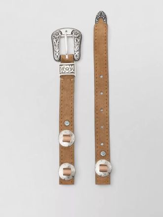 Golden Goose lace nabuk thin belt metal studs