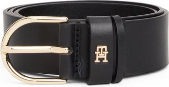 Tommy Hilfiger Lederg&uuml;rtel TOMMY HILFIGER ESSENTIAL EFFORTLESS 3,5 cm breit, Damen, Gr. 11,5, schwarz, Rindsleder, G&uuml;rtel Lederg&uuml;rtel, Dameng&uuml;rtel, 3,5 cm breit, cas