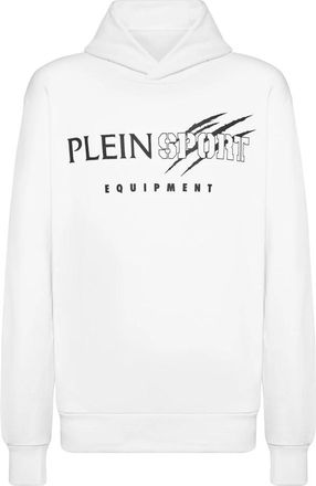 Plein Sport Hooded Sweatshirt Scratch - Heren - Sportshirts - Wit - L - Katoen - Fitness