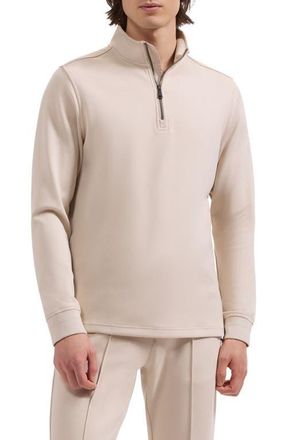 Bugatchi Soft Touch Quarter Zip Sweatshirt in Almond at Nordstrom, Size Xxx-Large