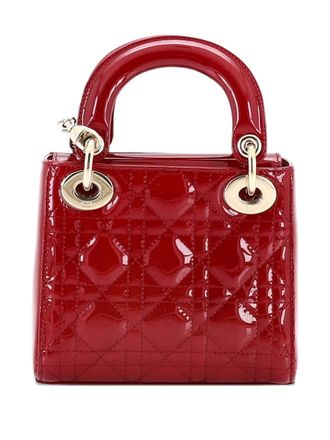 Dior Lady Dior Chain Bag Cannage Quilt Patent Mini satchel - Rood