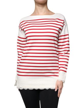 Dolce & Gabbana Womens Striped Top - White Cotton - Size EU 36 (Womens)