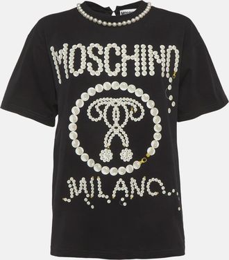 Moschino Black Pearl Print Jersey Oversized T-Shirt