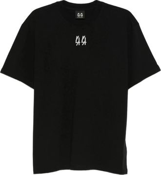 44 Label Group Zwarte Katoenen Crew Neck T-shirt met Logo - Heren - T-shirts - Zwart - 2XL - Katoen - Tops
