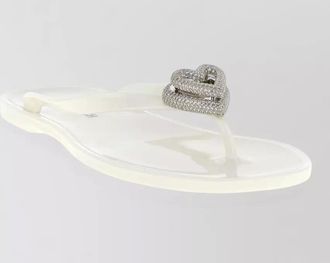 Mach & Mach heart detail flat open toe slides