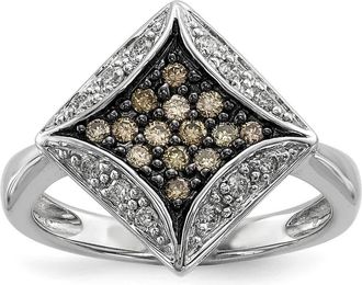 Diamond2Deal Sterling Silver Champagne Diamond Engagement Ring