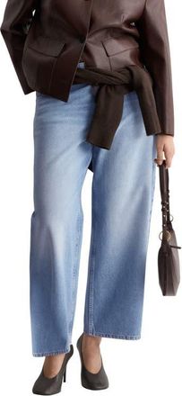 Mango Mid Rise Balloon Jeans in Medium Blue at Nordstrom, Size 12