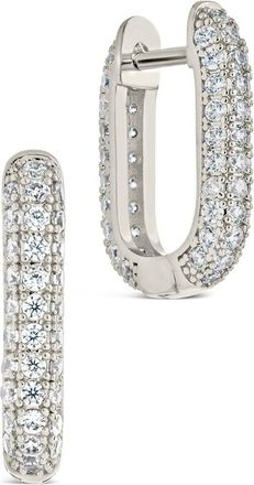 Sterling Forever Mara CZ Rectangle Hoop Earrings